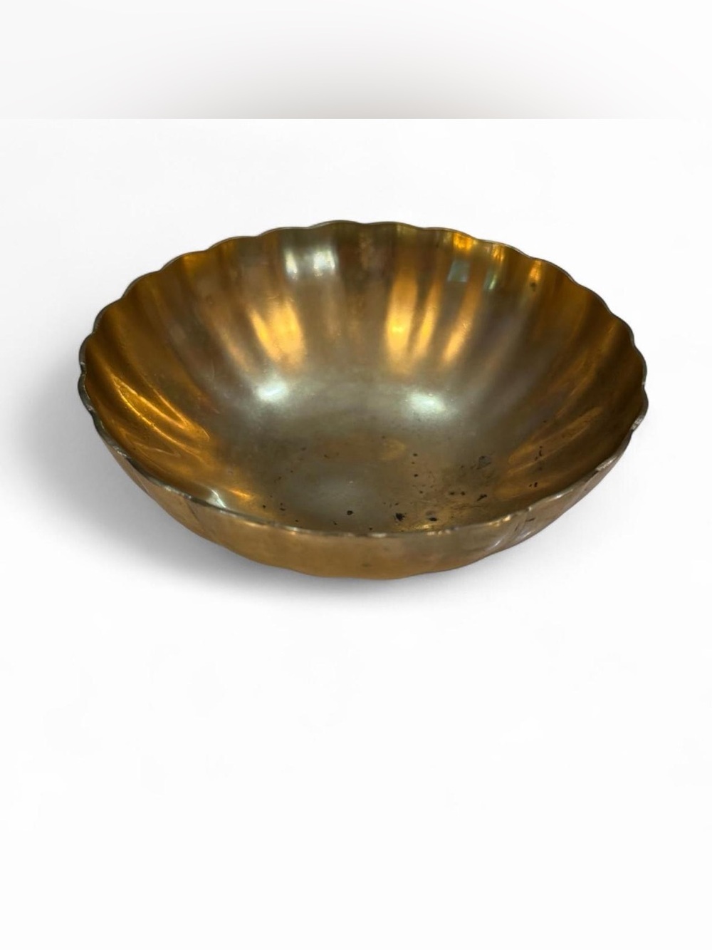 Vintage Brass Scalloped Bowl